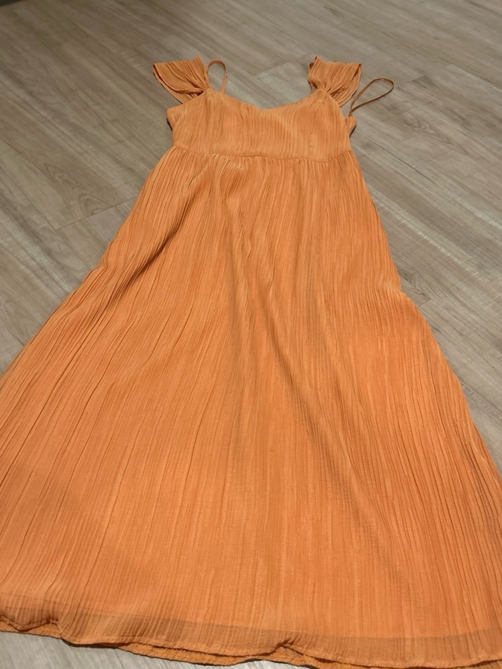 Express Orange Pleated Maxi Dress